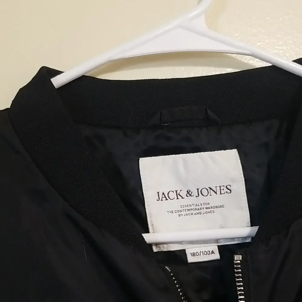 Jack & Jones Essential Bomber Jacket Monochrome Marble Coat Outerwear Medium